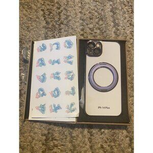 New iPhone 14 Plus Black Purple Phone Case Stickers Born To Love